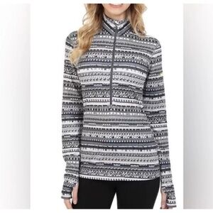 Nike Pro Medium womens running tennis thumbholes active geometric print gray EUC